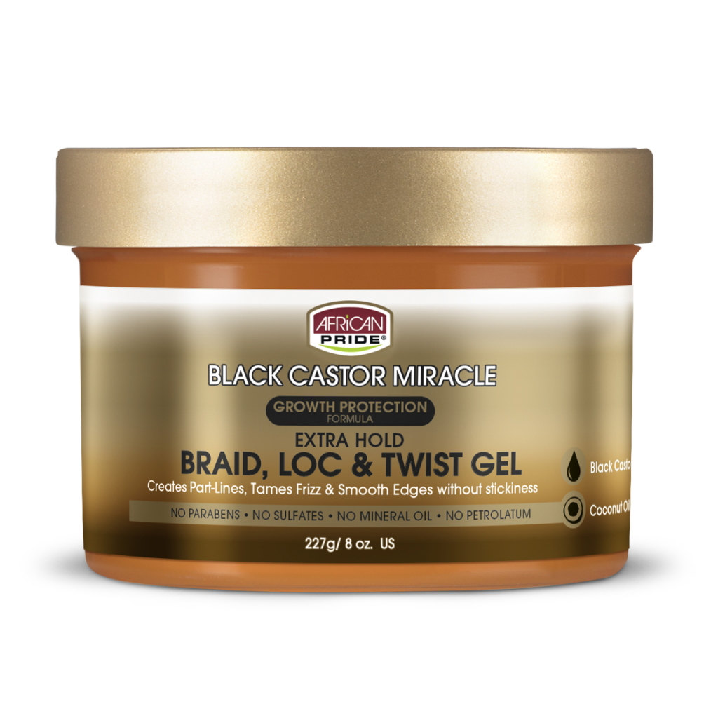 African Pride Black Castor Miracle Braid, Loc & Twist Gel, 8oz