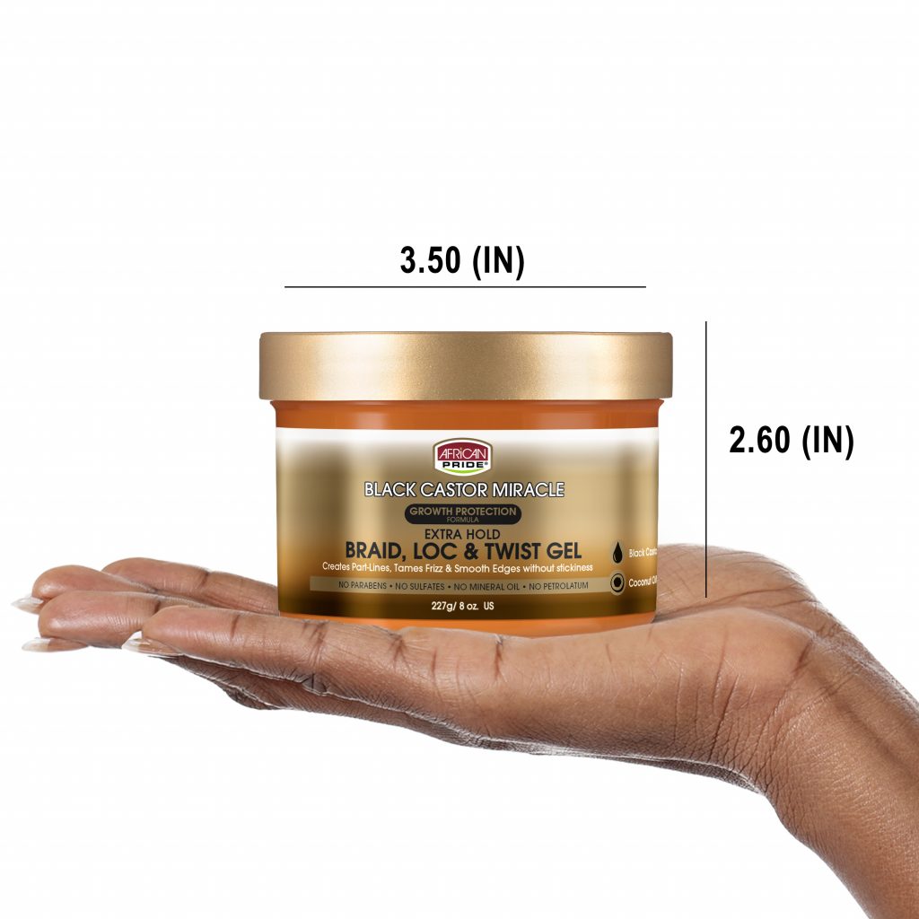African Pride Black Castor Miracle Braid, Loc & Twist Gel, 8oz