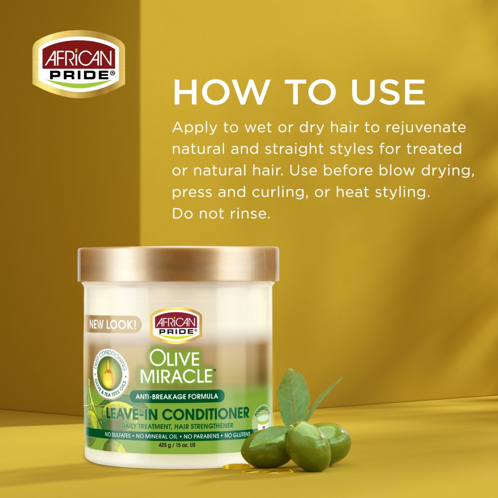 African Pride AP Olive Miracle Leave-In Conditioner, 15oz(425g)