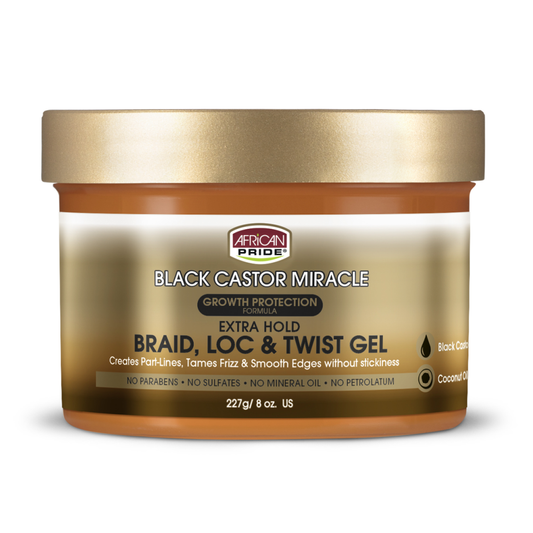African Pride Black Castor Miracle Braid, Loc & Twist Gel, 8oz