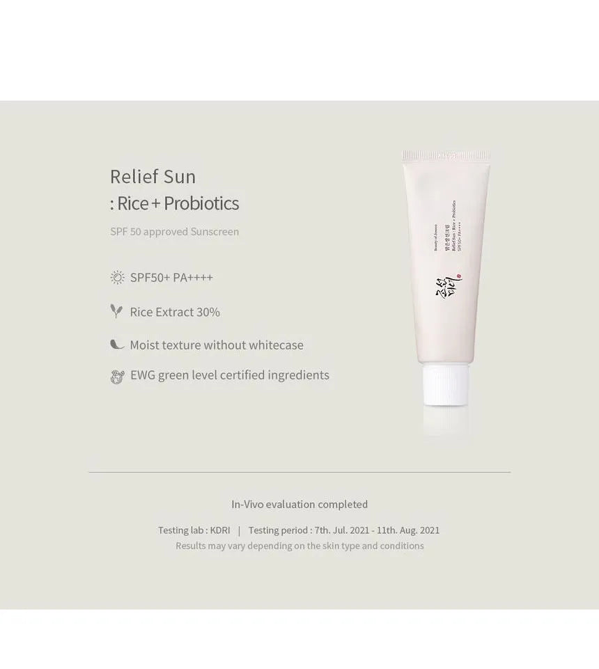 Beauty of Joseon Relief Sun: Rice + Probiotics (SPF50+ PA++++) 50ml